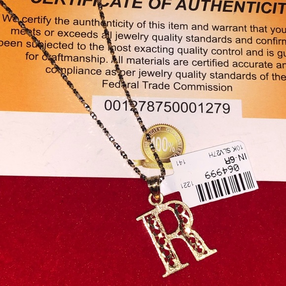 10k solid real gold R initial monogram pendant, 100% real gold NOT PLATED. Gift - Picture 4 of 9